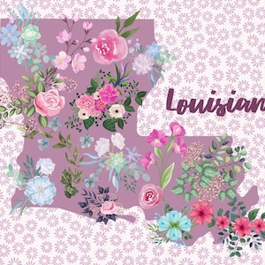 Jolie carte postale de la Louisiane, carte postale florale d’état de collection, cadeau pour le collecteur de carte postale, carte postale de fleur, souvenir de la Louisiane