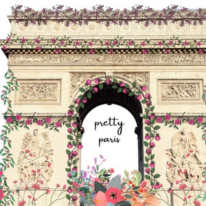Arc de Triomphe Postcard Glammed Up Paris Postcard Flowers on the Arch Postcard Vintage Paris Postcard