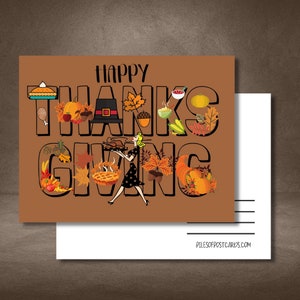 Carte postale happy Thanksgiving, carte postale sur le thème de l’automne, carte postale Happy Fall, carte d’idées d’automne, invitation de Thanksgiving