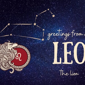 Postal de Leo, Postal del Zodiaco, Tarjeta de Leo el León, Postal de Astrología, Juego de Papelería del Zodiaco