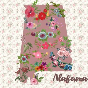 Bella cartolina dell'Alabama, saluti dall'Alabama, cartolina floreale, collezione di cartoline di stato, cartolina pen pal