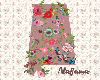Bella cartolina dell'Alabama, saluti dall'Alabama, cartolina floreale, collezione di cartoline di stato, cartolina pen pal