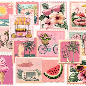 Cartão postal de selos rosa