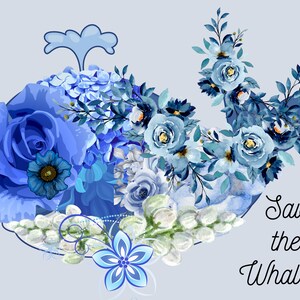Save the Whale Postcard with Flowers