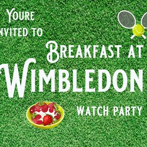 Petit-déjeuner à Wimbledon Invitation Postcard, Tennis Party Invitation, Wimbledon Watch Party Inviter