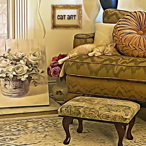 Postal con arte de gato