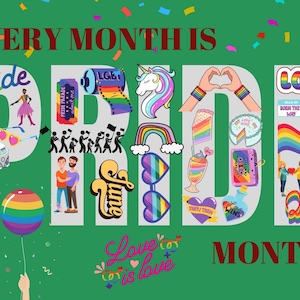Cartão postal de Feliz Orgulho, Cartão postal Seja um Aliado, Cartão postal LGBTQ, O Mês do Orgulho é TODO Mês