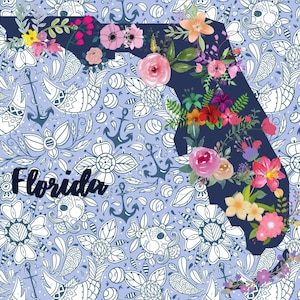 Hübsche Florida Postkarte, Grüße aus Florida, Blumenpostkarte, Staatspostkartensammlung, Brieffreundschaftspostkarte