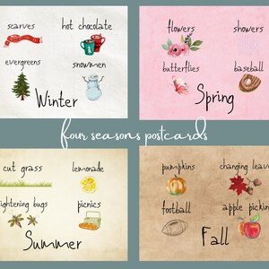 Winter Spring Summer and Fall Postcard Set, Post Crossing Postcards Pen Pal Project, Collectible Postcards, Writer Gift, Author Gift