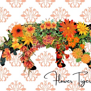 Tiger Postcard with Flowers