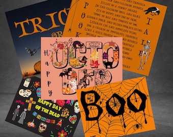 Halloween Postcard Bundle - 8 Pack