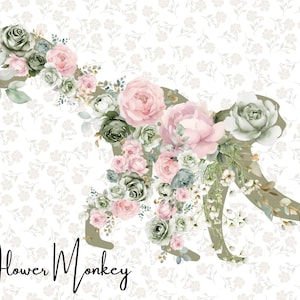 Cartão postal de macaco com flores