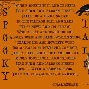 Halloween Postcard, Spooky Tale by Shakespeare