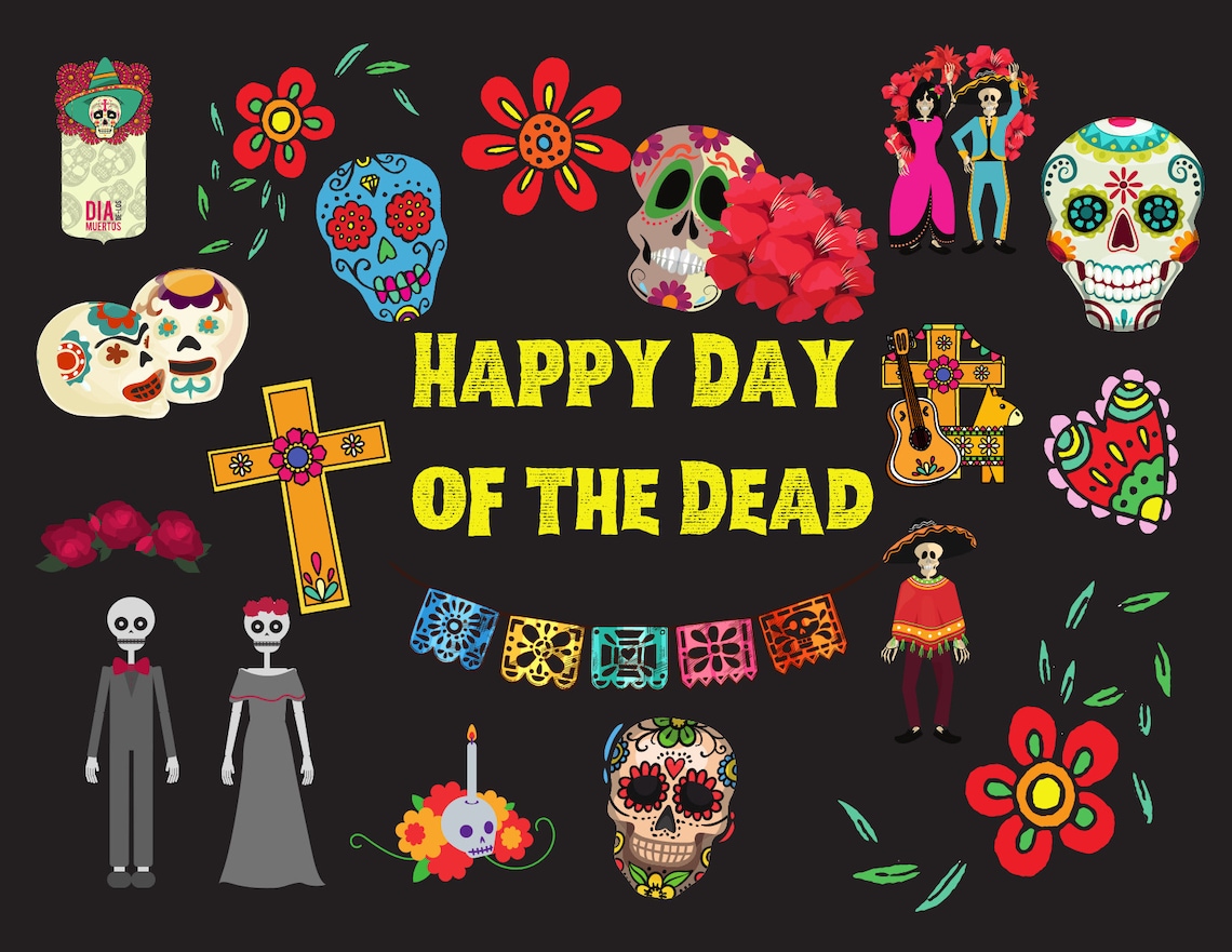 Happy Day of the Dead Postcard Halloween Postcard Feliz Día Etsy