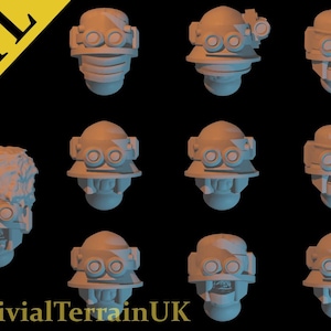 STL 10x Kettle Helm Loyalist Heads for Galactic Militia Troops - 28mm conversions - Digital Download STL for 3D printing