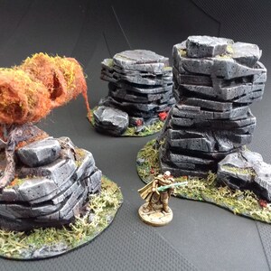 Steepblossom Cliffs - Scatter Terrain Set / One of a kind - Designed for DnD and Table Top Wargames  - Handmade, Hand Painted, one of a kind