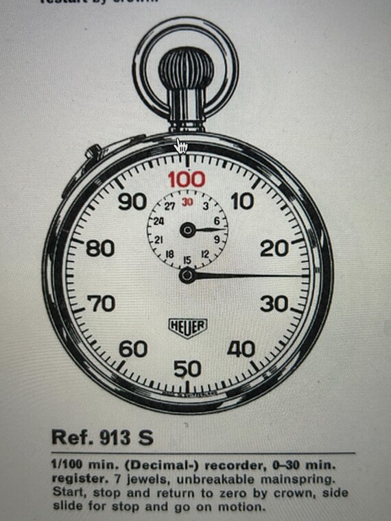 Heuer decimal timer Ref 913S from early 1960's 50… - image 7