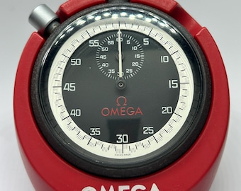 Omega MG6408 stop watch 55mm in diameter in original case with lanyard NOS