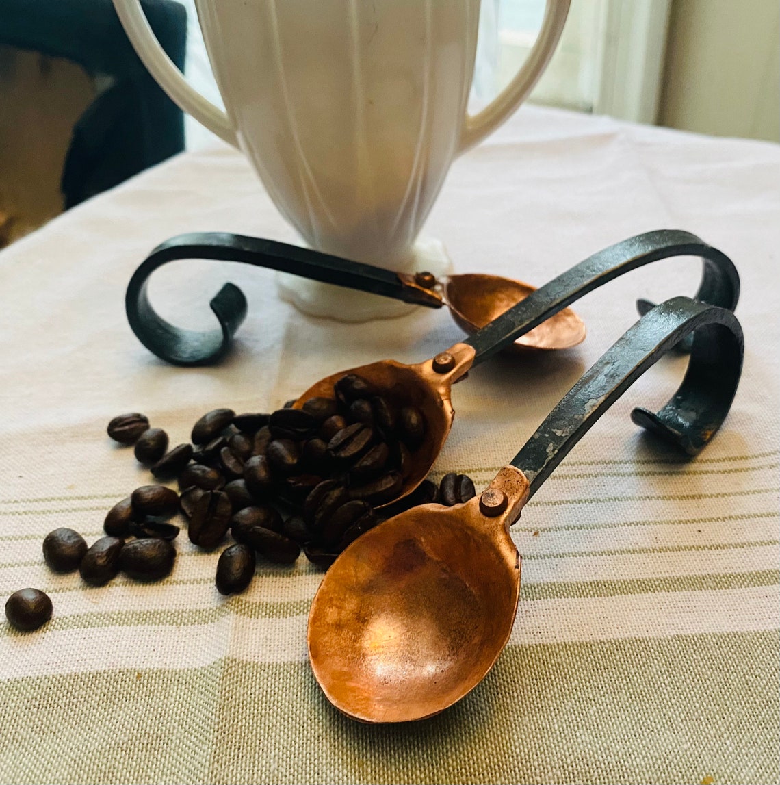 Hand Copper and Iron Coffee Scoop Copper Coffee Scoop Etsy