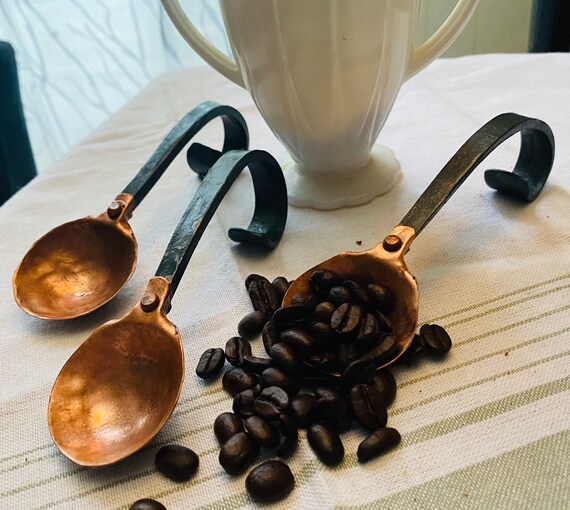 Hand Copper and Iron Coffee Scoop Copper Coffee Scoop Etsy
