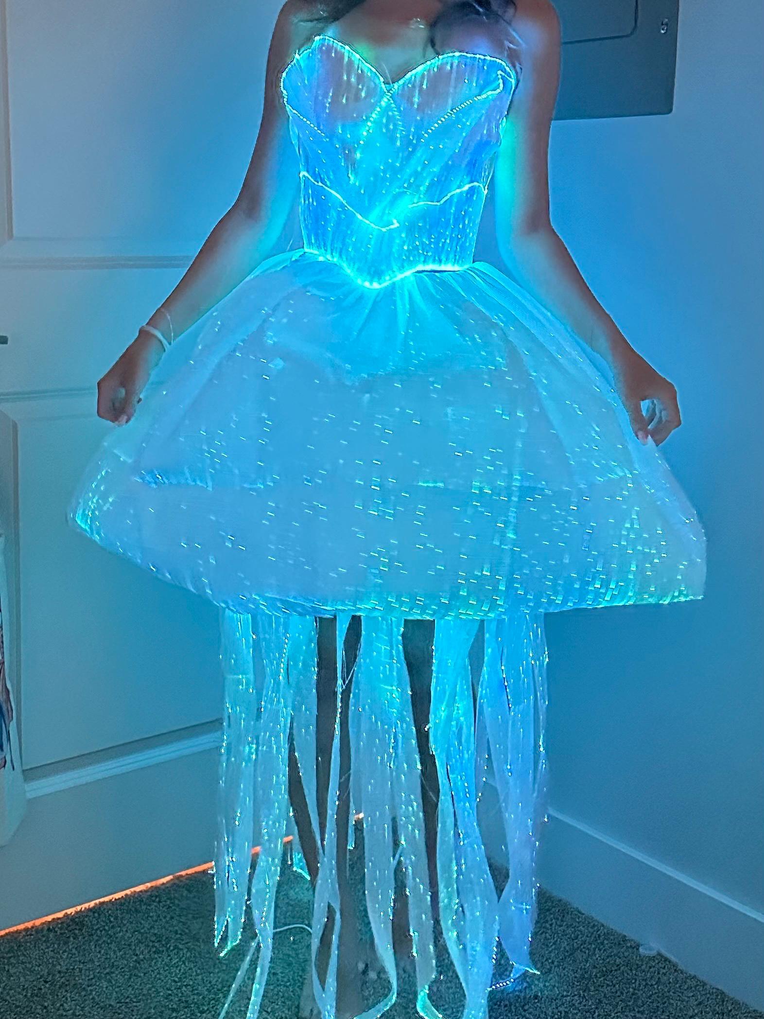 blue dress for baby girl Plus Size Sparkling Jellyfish Princess Pink & Blue Bow Ruffled Dress main image 1