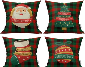 Almohadas de Navidad - Juego de 4, almohadas de Navidad