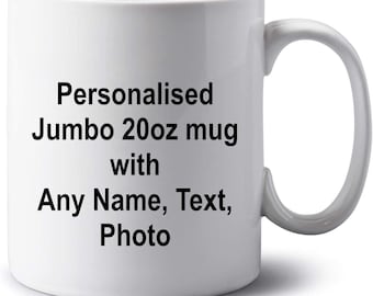 Personalised Jumbo 20oz Mug Extra Large Tea Coffee Big Mug Custom Name Cup For Men and Women Novelty Birthday Christmas Work Gifts