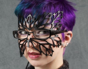 Lacy Leaf Leather Mask for Eyeglasses (choose color)