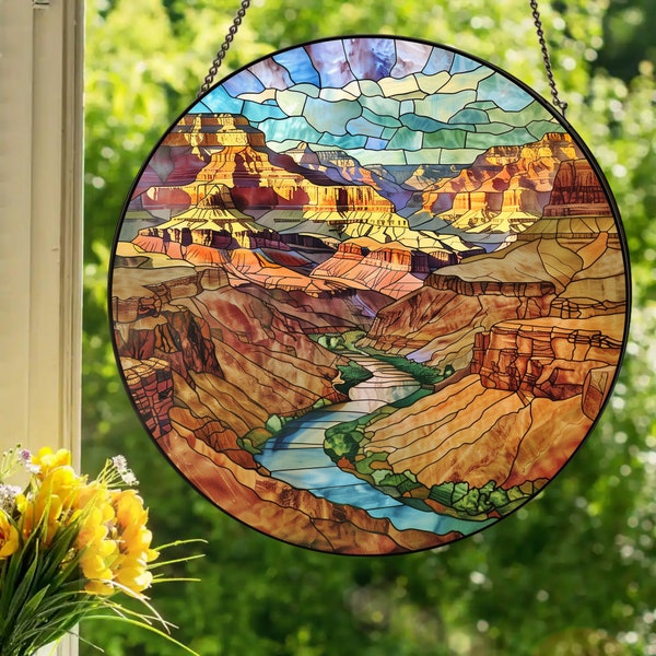 Grand Canyon: Stained Glass Style Wall or Window Hanging