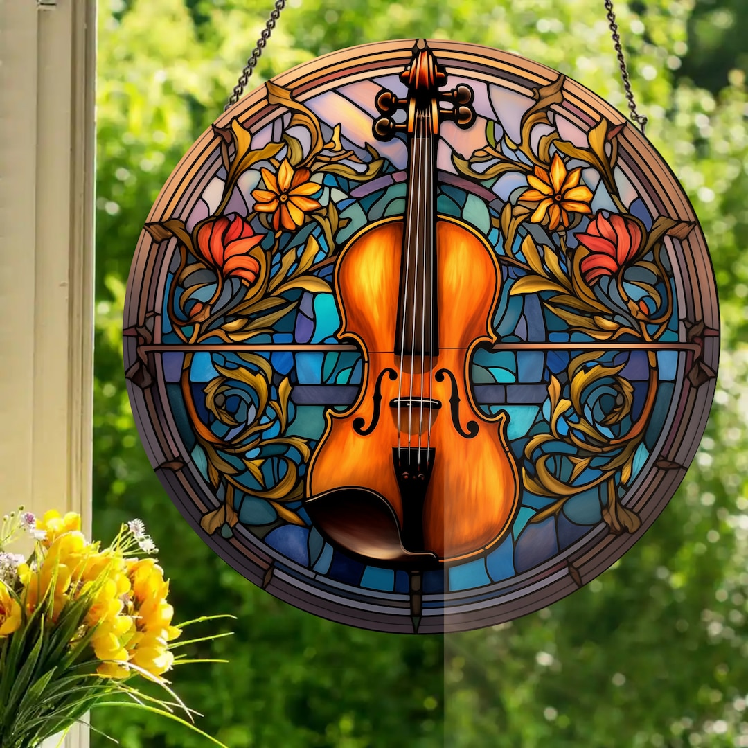 アメリカ ステンドグラス Violinヴァイオリン グラスマスターズ社アールデコ アメリカ ステンドグラス Violinヴァイオリン グラスマスターズ社