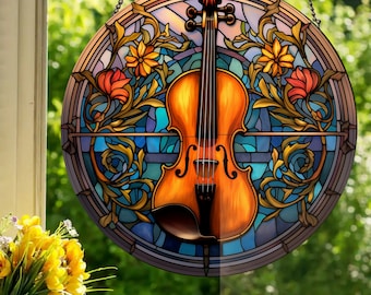Violin: Stained Glass Style Wall or Window Hanging