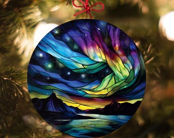 Aurora Borealis: Stained Glass-Style Christmas Ornament - Made With Real Glass