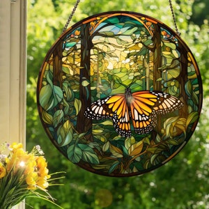 Butterfly #2: Stained Glass Style Wall or Window Hanging
