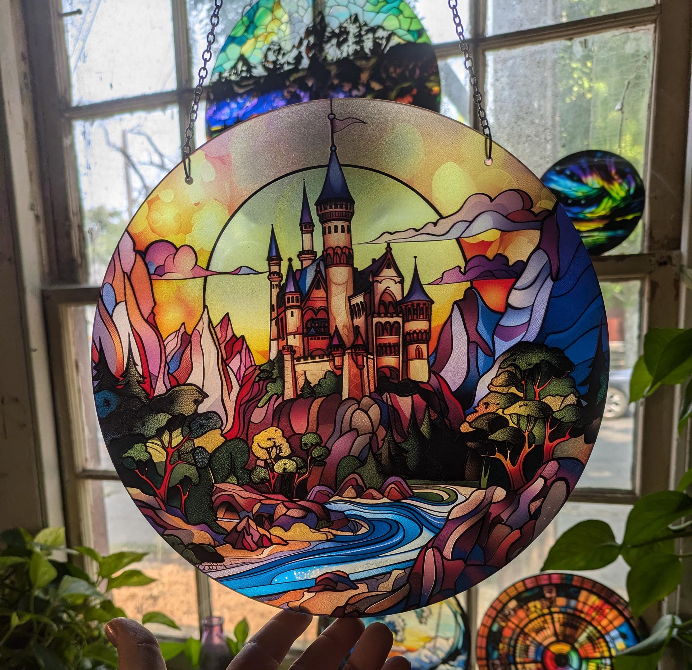 Magical Castle: Stained Glass Style Window Hanging - Etsy