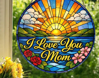 Muttertag - Ich liebe dich, Mama: Fensterbehang im Buntglas-Stil