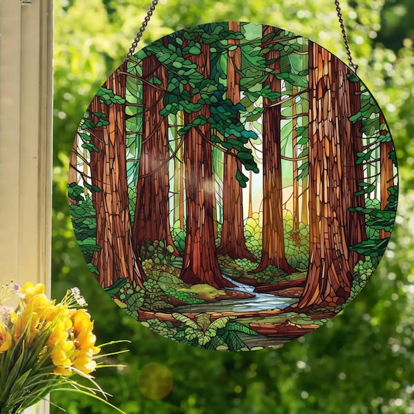 Redwood Grove: Decorazione per finestra in stile vetrata