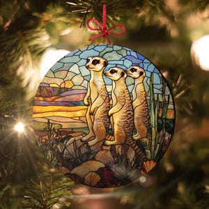Meerkats: Stained Glass-Style Christmas Ornament - Made With Real Glass