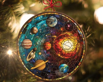 Solar System: Stained Glass-Style Christmas Ornament - Made With Real Glass
