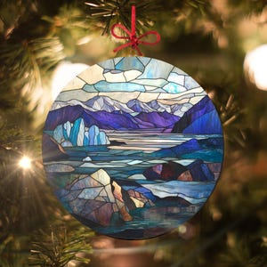 Arctic Glacier: Stained Glass-Style Christmas Ornament - Made With Real Glass