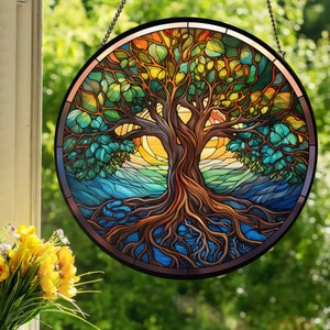 Tree of Life: Stained Glass Style Wall or Window Hanging