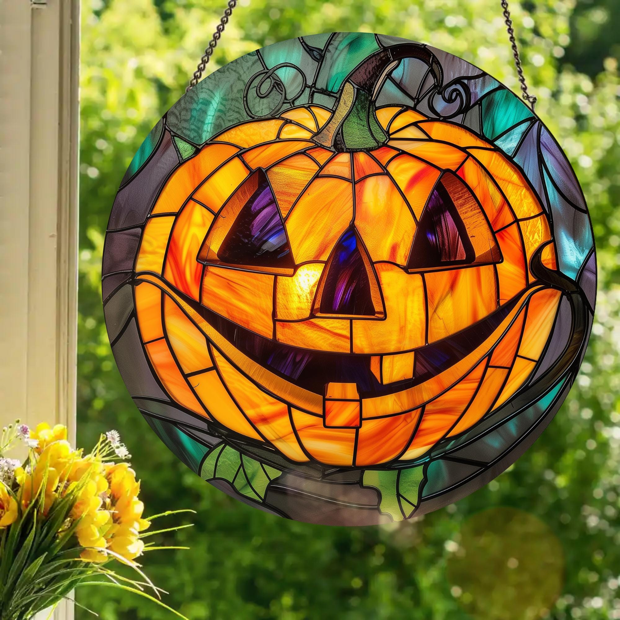 Jack O Lantern: Stained Glass Style Window Hanging - Etsy