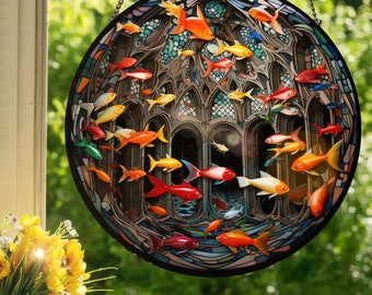 Goldfish Architecture: Stained Glass Style Wall or Window Hanging