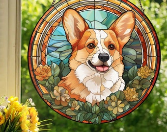 Corgi: Stained Glass Style Wall or Window Hanging