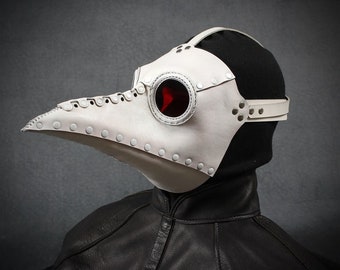 Bubonis Plague Doctor mask  in leather white