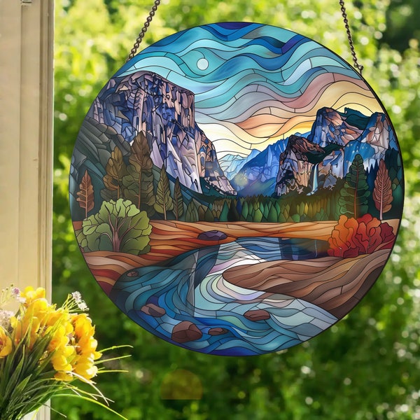Yosemite National Park: Stained Glass Style Wall or Window Hanging