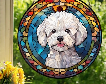 Bichon Frisé: Stained Glass Style Wall or Window Hanging