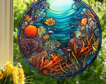 Tidepool: Stained Glass Style Wall or Window Hanging