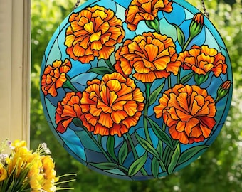 マリーゴールド：ステンドグラス風の窓飾り - Etsy 日本