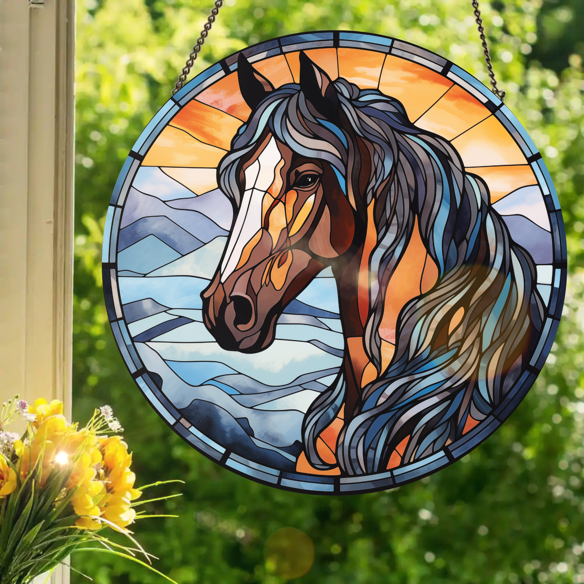 Bay Horse: Stained Glass Style Window Hanging - Etsy