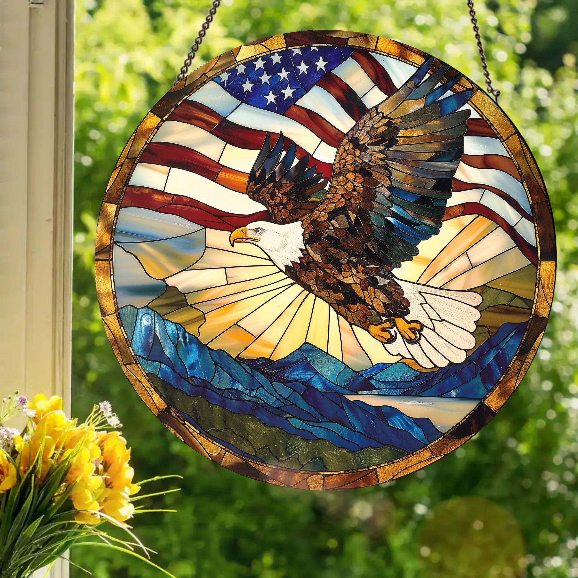 4th of July Freedom Eagle: Stained Glass Style Window Hanging - Etsy